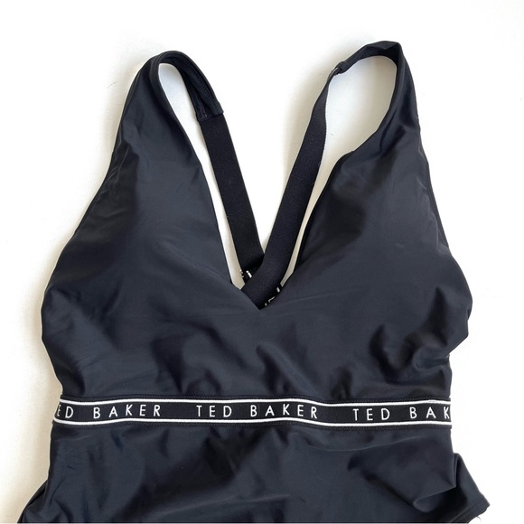 NWT Ted Baker Black Logo Cross Back One-Piece Swimsuit - Picture 5 of 7